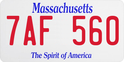 MA license plate 7AF560