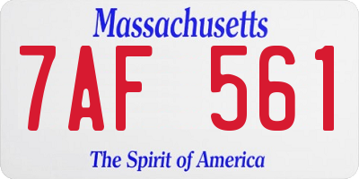 MA license plate 7AF561