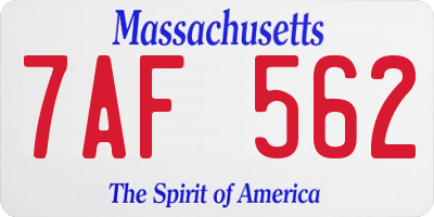 MA license plate 7AF562