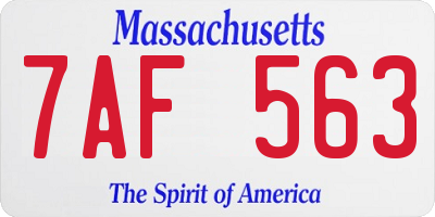 MA license plate 7AF563