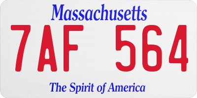 MA license plate 7AF564