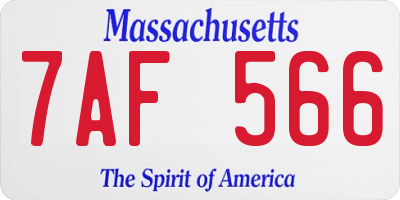 MA license plate 7AF566