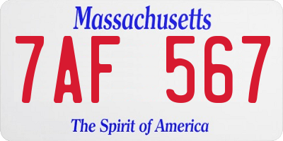 MA license plate 7AF567