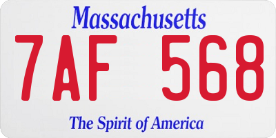 MA license plate 7AF568