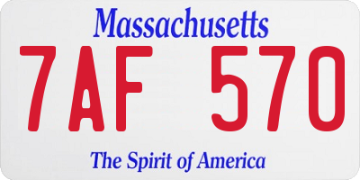 MA license plate 7AF570
