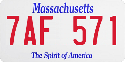 MA license plate 7AF571