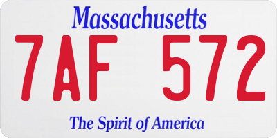 MA license plate 7AF572
