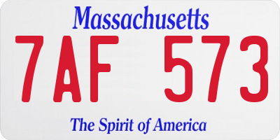 MA license plate 7AF573