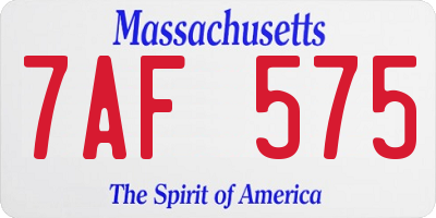 MA license plate 7AF575