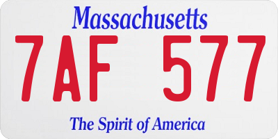 MA license plate 7AF577