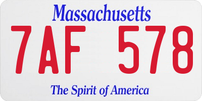 MA license plate 7AF578