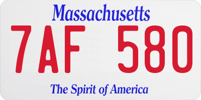 MA license plate 7AF580