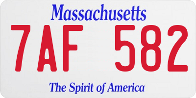 MA license plate 7AF582