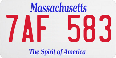 MA license plate 7AF583