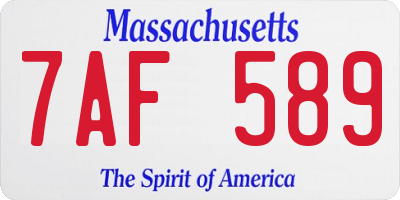 MA license plate 7AF589