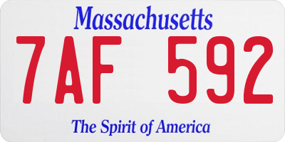 MA license plate 7AF592