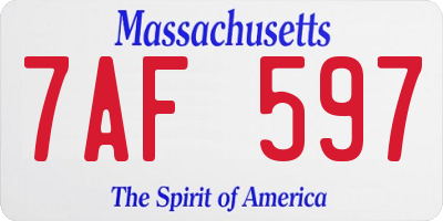 MA license plate 7AF597