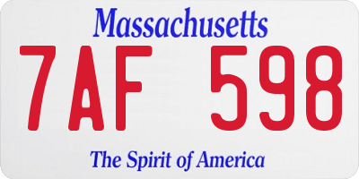 MA license plate 7AF598