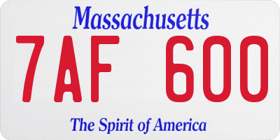 MA license plate 7AF600