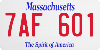 MA license plate 7AF601