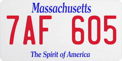 MA license plate 7AF605