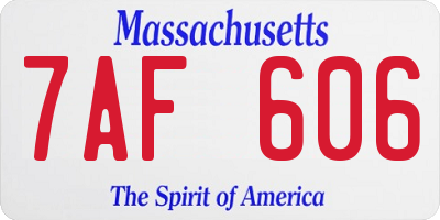 MA license plate 7AF606