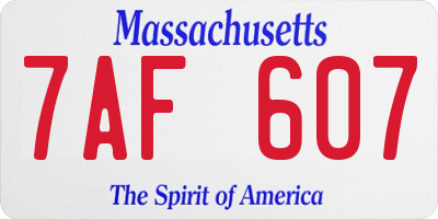 MA license plate 7AF607