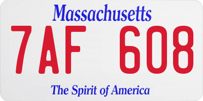 MA license plate 7AF608