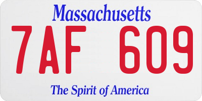 MA license plate 7AF609