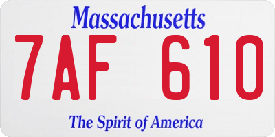 MA license plate 7AF610