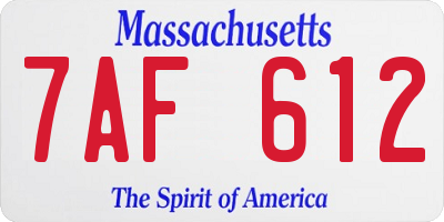 MA license plate 7AF612