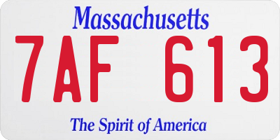 MA license plate 7AF613