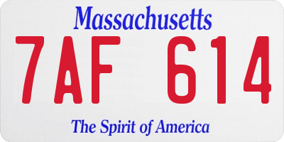 MA license plate 7AF614