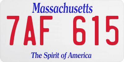 MA license plate 7AF615