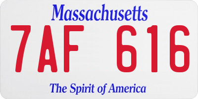 MA license plate 7AF616