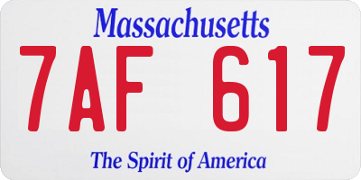 MA license plate 7AF617