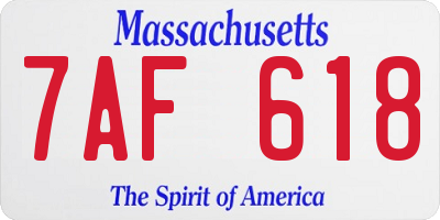 MA license plate 7AF618