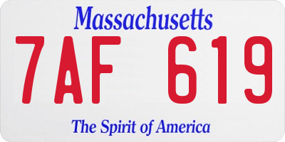 MA license plate 7AF619