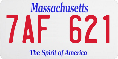 MA license plate 7AF621