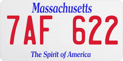MA license plate 7AF622