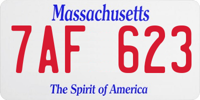 MA license plate 7AF623