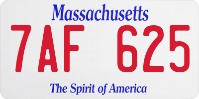 MA license plate 7AF625