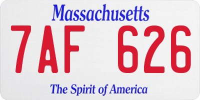 MA license plate 7AF626