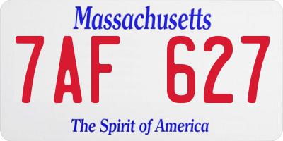 MA license plate 7AF627