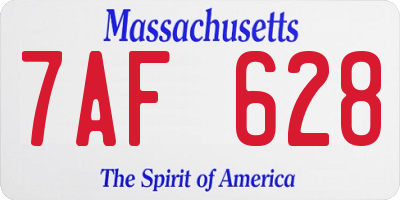 MA license plate 7AF628