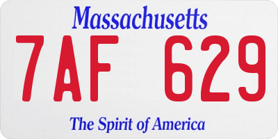 MA license plate 7AF629