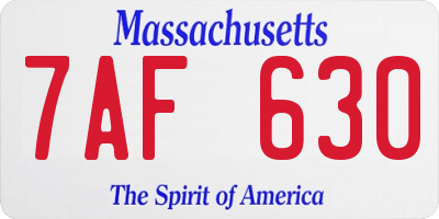 MA license plate 7AF630
