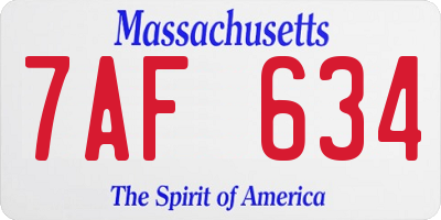 MA license plate 7AF634