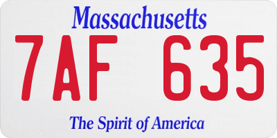 MA license plate 7AF635