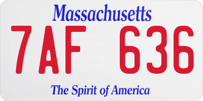 MA license plate 7AF636